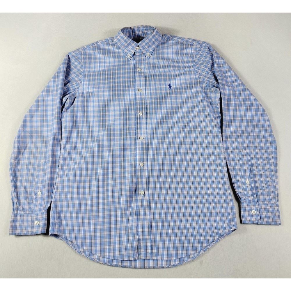 Ralph Lauren Shirt Mens Small‎ Blue Plaid Long Sleeve Business Casual Office